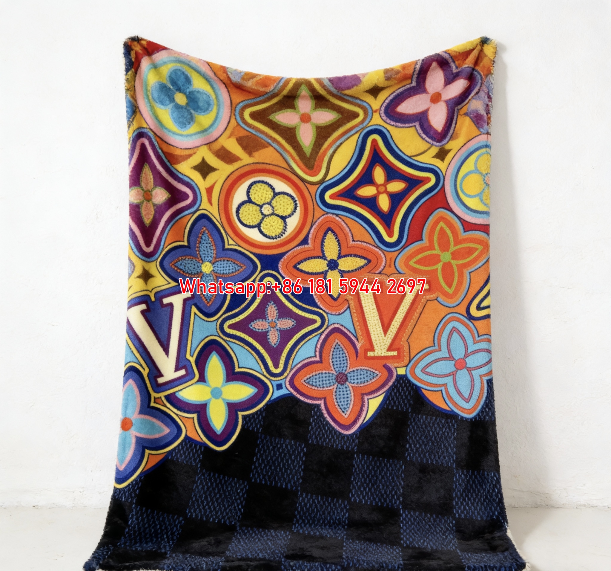 LV Psychedelic Monogram Blanket Bold LV Colorful Monogram Throw IMG_3626